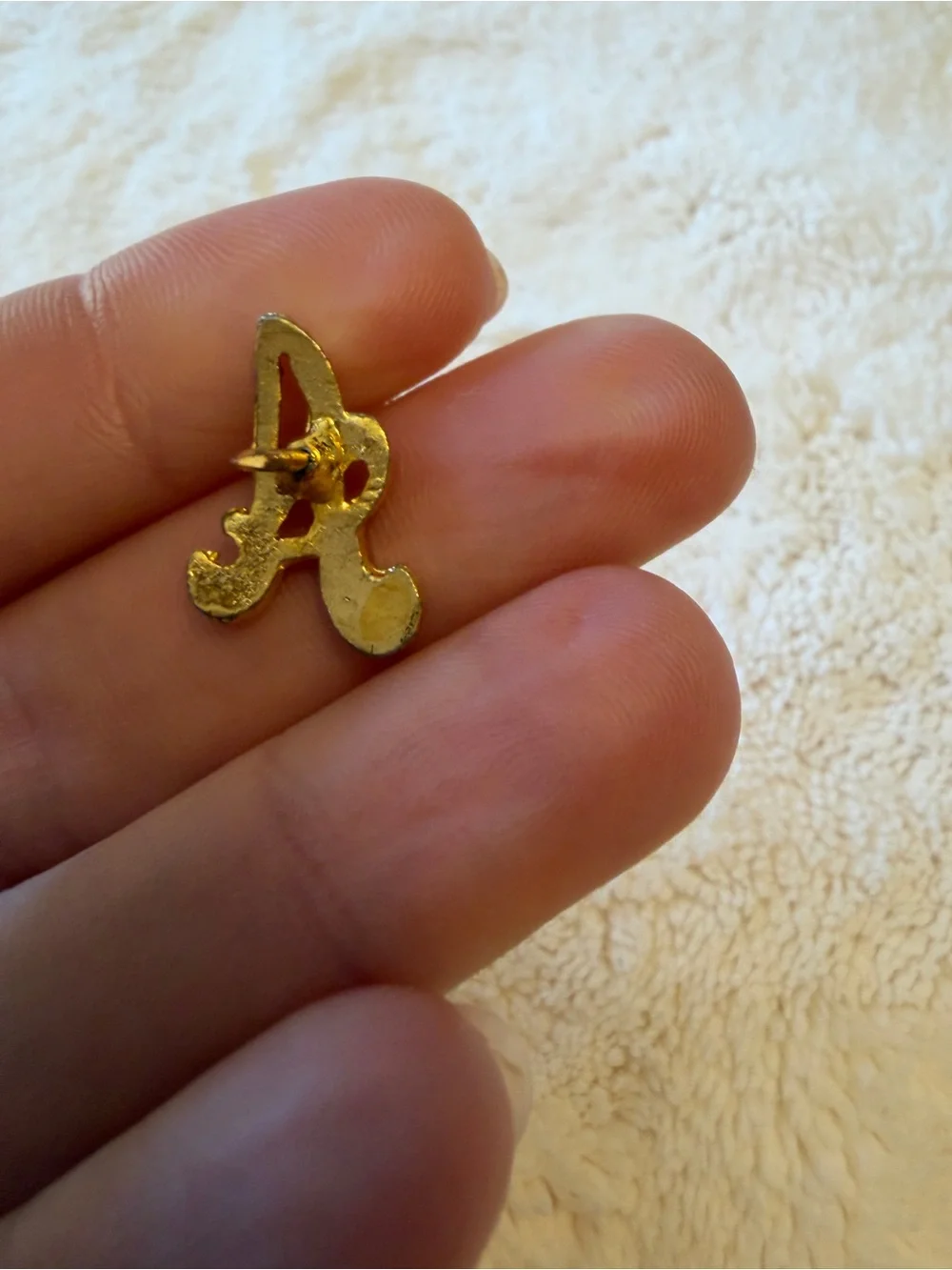 Vintage Gold Script 'A' lapel Accent Pin